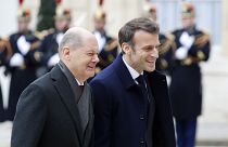 Emmanuel Macron et Olaf Scholz à Paris le 22 janvier 2023