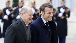 Emmanuel Macron et Olaf Scholz à Paris le 22 janvier 2023