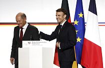 El presidente francés, Emmanuel Macron, y el canciller alemán, Olaf Scholz