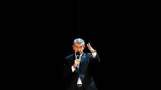 Andrej Babis addresses his supporters during a debate in Benesov, 19 January 2023