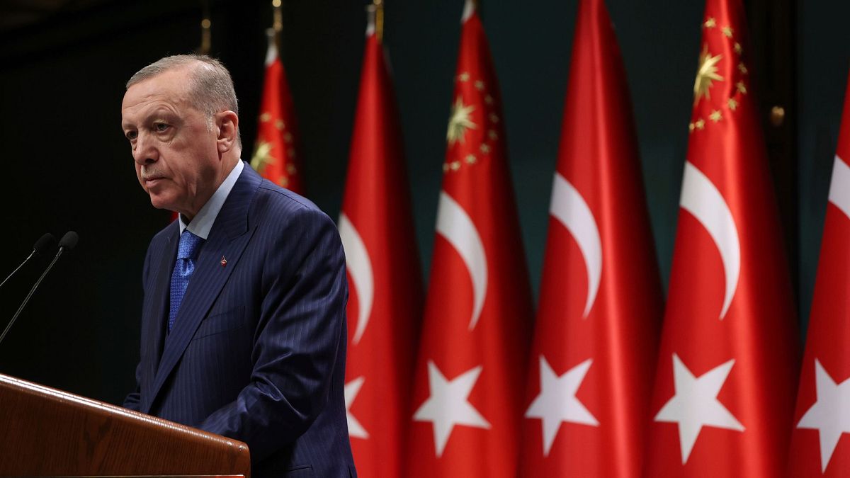 رجب طیب اردوغان، رئیس جمهوری ترکیه پس از جلسه کابینه در آنکارا، ۲۳ ژانویه ۲۰۲۳
