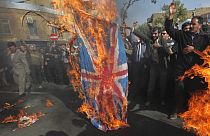 An anti-British demonstration in front of the British Embassy, in Tehran, Iran, Thursday, Nov. 4, 2010. Such protests are typically organised by the government. 