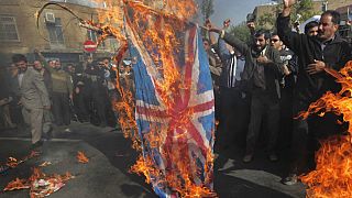 An anti-British demonstration in front of the British Embassy, in Tehran, Iran, Thursday, Nov. 4, 2010. Such protests are typically organised by the government.