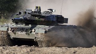 A Leopard 2 tank is pictured during a demonstration event held for the media by the German Bundeswehr in Munster near Hannover, Germany.