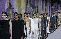 Models wear creations as part of the Dior Haute Couture Spring-Summer 2023 collection presented in Paris.