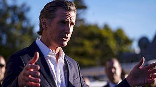 California Governor Gavin Newsom at Half Moon Bay shooting scene