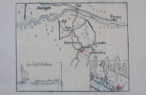 Карта о кладе, зарытом нацистами в Оммерене, в Национальном архиве Нидерландов в Гааге, понедельник, 23 января 2023 г.