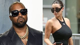 Kanye "Ye" West (left) and his Australian partner Bianca Censori (right) - the rapper could be denied an Australian visa over his antisemitic comments 