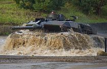 Un tanque Leopard 2 durante un ejercicio e Munster, Alemania 25/9/2017
