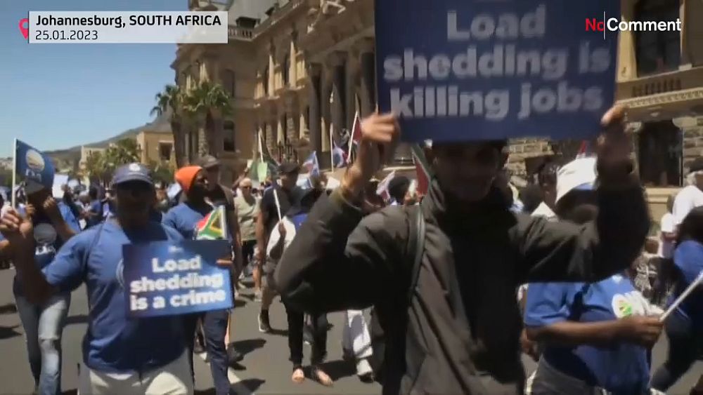 WATCH: People march in South Africa to demand an end to power cuts known as load shedding