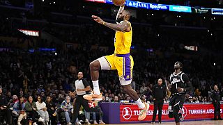 LeBron James playing for the LA Lakers against the Clippers