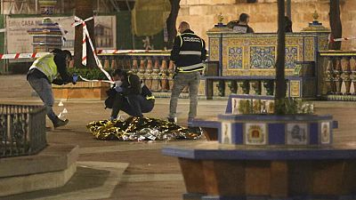Escena tras el doble ataque con cuchillo en Algeciras, España, el 25 de enero de 2023.