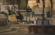 Police work next to the body of a man killed in Algeciras, southern Spain, Wednesday, 25 Jan. 2023. 