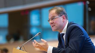 Hungarian Minister without Portfolio, Tibor Navracsics, speaks before the European Parliament's Committee on Culture and Education in Brussels on Wednesday, Oct. 1, 2014.