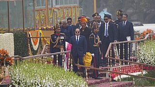 الرئيس المصري عبد الفتاح السيسي خلال احتفالات الهند بعيدها الوطني في شارع كارتافيا باث الاحتفالي في نيودلهي، الهند، الخميس 26 يناير 2023. 