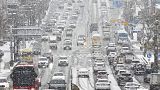 Пробка на одной из главных трасс Сеула из-за снегопада, 26 января 2023 г.