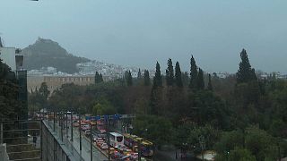 Starker Regen in Athen, überflutete Straßen