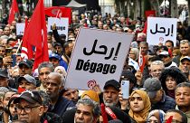 مظاهرة ضد سياسات الرئيس التونسي قيس سعيّد