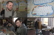 Ukrainian teacher Oleksandr Pogoryelov turns his living room into a classroom. 