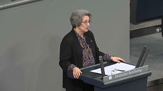 Holocaust survivor Rozette Kats addresses the Bundestag, Berlin.