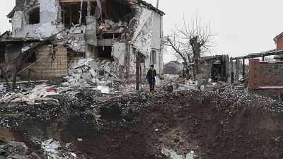 Ukrán ház az orosz rakétatámadás után 