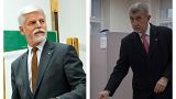 Пётр Павел и Андрей Бабиш голосуют на избирательных участках, коллаж.
