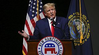 Former President Donald Trump speaks at a campaign event at the South Carolina Statehouse, Saturday, Jan. 28, 2023.
