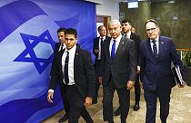 Governo de Benjamin Netanyahu à saída de reunião ministerial, este domingo, 29 de janeiro, em Israel