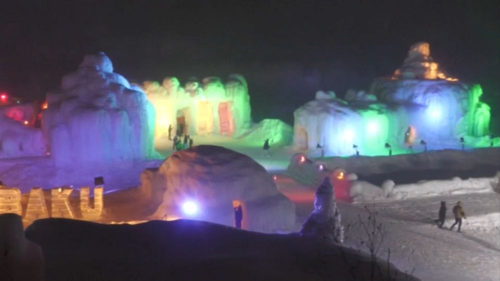 Watch: sculptures in Japan and Slovenia transform ice into winter palaces and statues 