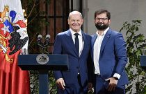 Президент Чили Габриэль Борич и канцлер ФРГ Олаф Шольц
