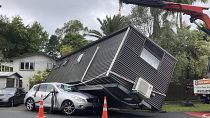 Un bâtiment détruit par les pluies à Auckland, vendredi 27 janvier 2023
