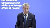 Finland's Foreign Minister Pekka Haavisto speaks during a press conference in Helsinki, Finland, Monday Jan. 30, 2023. 