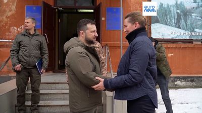 Az ukrán elnök és a dán miniszterelnök találkozása Mikolajivban