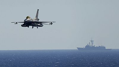 Archives : avion de chasse F16 de l'armée turque lors d'un exercice en mer Méditerranée, le 15/09/2022