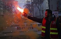 Proteste in Lyon in Frankreich gegen die Rentenreform