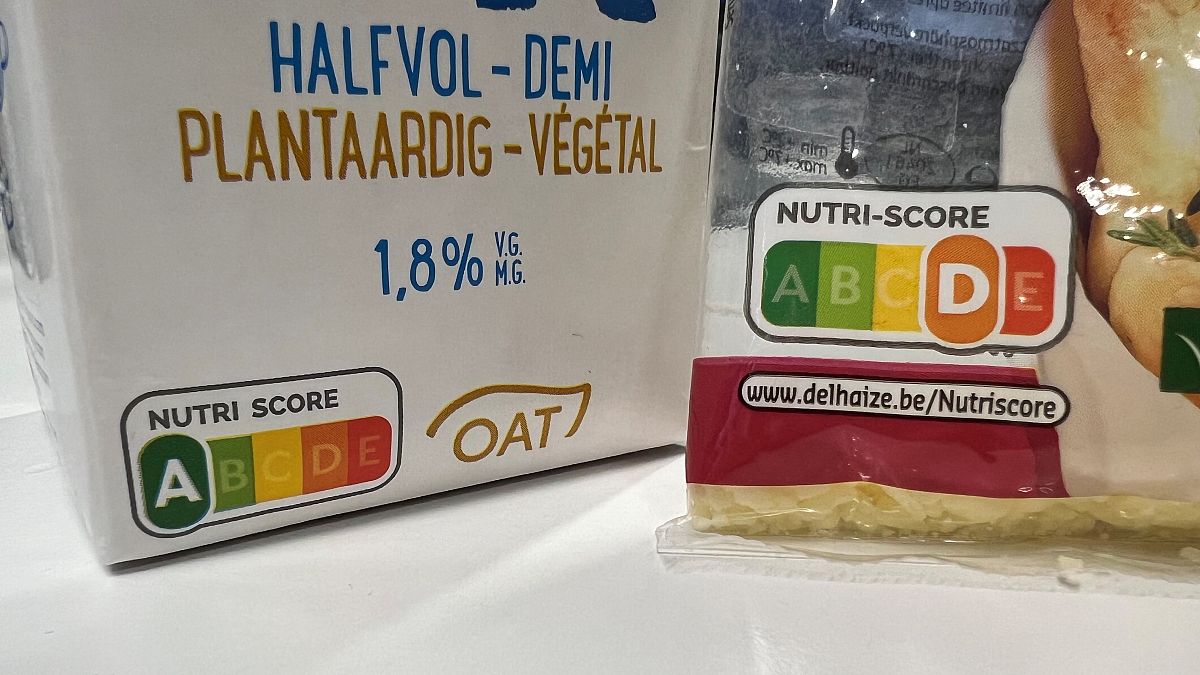 The Nutri-Score ranges from A to E, shown here on products in Belgium.