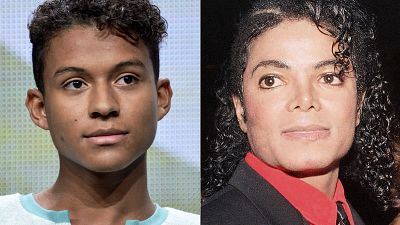 Jaafar Jackson (left) appears during the "Living with The Jacksons" panel in 2014; he will play his uncle Michael (right) in the upcoming biopic, 'Michael'