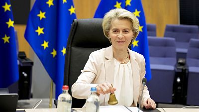 Ursula von der Leyen, présidente de la Commission européenne, au début de la réunion hebdomadaire du Collège des commissaires, 25 janvier 2023