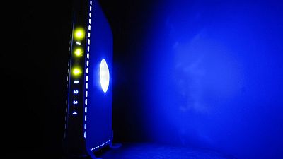 This July 27, 2008, file photo shows a, LED-illuminated wireless router in Philadelphia. 