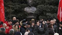 A bust of Stalin unveiled in Volgograd, Russia, on February 1, 2023