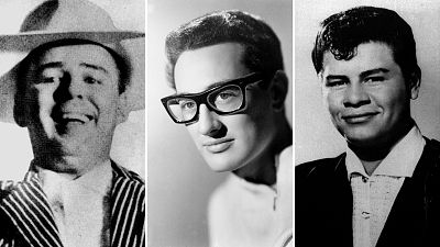 J.P. Richardson, Buddy Holly, and Ritchie Valens before the fateful crash on 3 February 1959