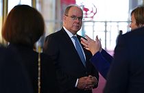 Prince Albert II of Monaco after a private viewing of a photography exhibit in the Hall of States that the Kennedy Center for the Performing Arts in Washington, Nov. 2, 2022. 