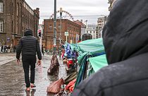Menekültek sátoroznak Brüsszel belvárosában