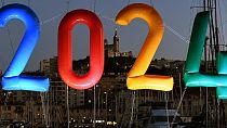 Надувной логотип «2024» в Марселе во время празднования объявления МОК о том, что Париж выиграл заявку на Олимпиаду-2024 / 13 сентября 2017 г.