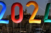 Надувной логотип «2024» в Марселе во время празднования объявления МОК о том, что Париж выиграл заявку на Олимпиаду-2024 / 13 сентября 2017 г.