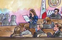 Elon Musk'ın mahkemelik olduğu davanın duruşma salonu çizimi