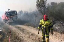 Des pompiers en action dans la parc naturel des Alpilles, dans le sud de la France, samedi 4 février 2023.