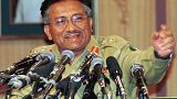 Pakistan's President Pervez Musharraf gestures at a news conference in Islamabad on Thursday 23 March, 2000, 