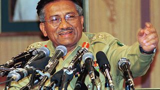 Pakistan's President Pervez Musharraf gestures at a news conference in Islamabad on Thursday 23 March, 2000,