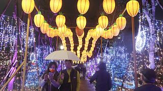 Taiwanesen auf dem Laternenfest, Abschluss des chinesischen Mondneujahrsfestes in Taipeh